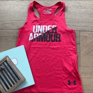 Under Armour fuschia pink tank top razor back heat